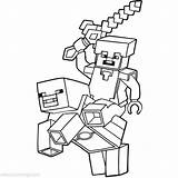 Xcolorings Ender Outline Enderman Pickaxe Colouring sketch template