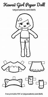Doll Paper Coloring Pages Dolls Printable Kawaii Print Girl Cut Girls Craft Kids Activities Cute Fun Pdf Sheets Outs Activity sketch template