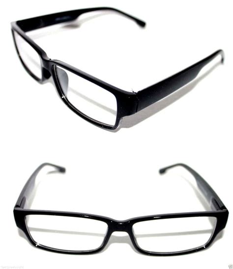 men s small square shape designer clear lens eye glasses black frame