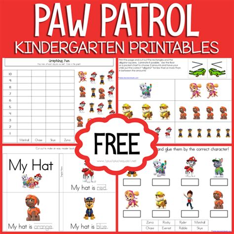 paw patrol kindergarten printables