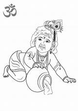Krishna Coloring Pages Printable Lord Baby Hinduism Kids Adults sketch template