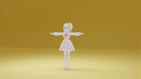 anime blonde girl 3d model cgtrader