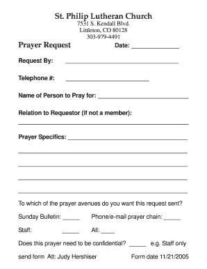 prayer request forms printable fill  printable fillable