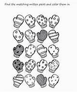 Coloring Winter Pages Printable Preschool Mitten Scarf Kids Kindergarten Clipart Mittens Clothes Color Preschoolers Library Print Adults Popular Printablee sketch template