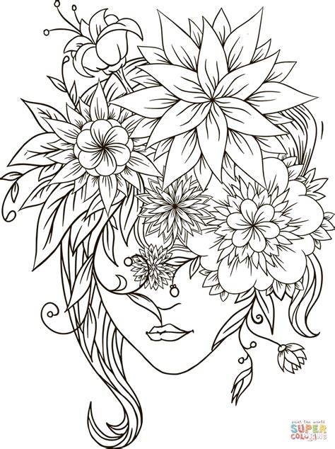 coloring pages  girls flowers thekidsworksheet