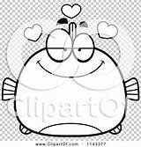 Infatuated Chubby Fish Outlined Coloring Clipart Cartoon Vector Thoman Cory sketch template