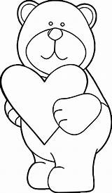 Coloring Pages Bear Heart Teddy Holding Getdrawings sketch template