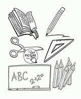 Coloring School Objects Pages Kids Back Color Printables Subjects Printable Easy Visit Book sketch template