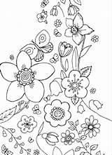 Coloring Spring Flowers Pages Colouring Butterflies Flower Printable Print Sheets Color Kids Butterfly Colour Drawing Popular Clipart Garden Adults Pdf sketch template