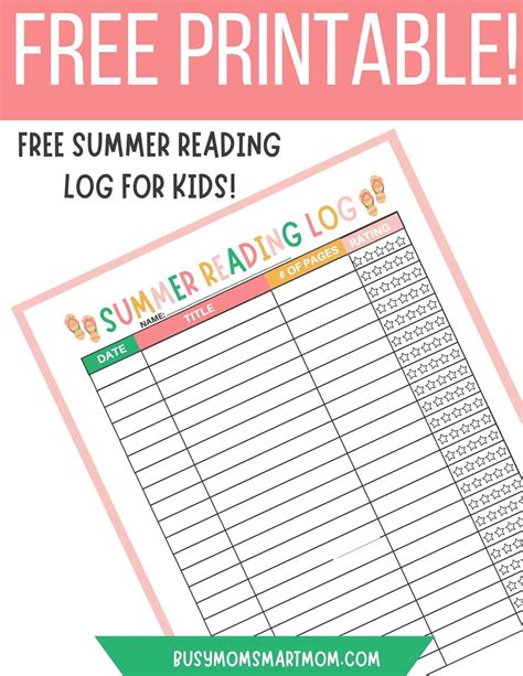 summer reading log printable