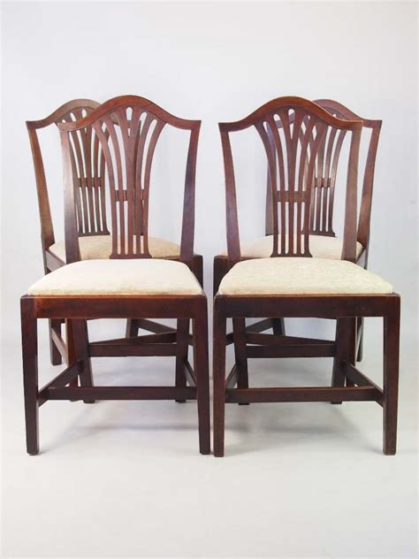 set  antique georgian ash dining chairs