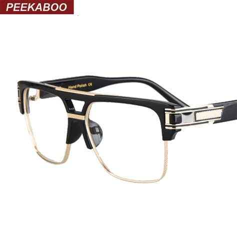 half frame eyeglasses frames men square optical gold black eye glasses