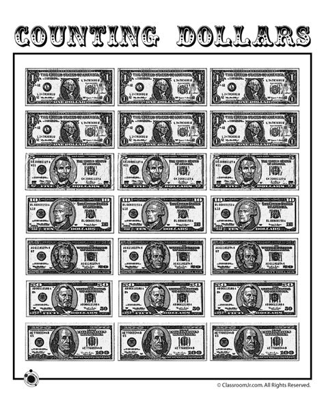 counting dollars poster  shown  black  white