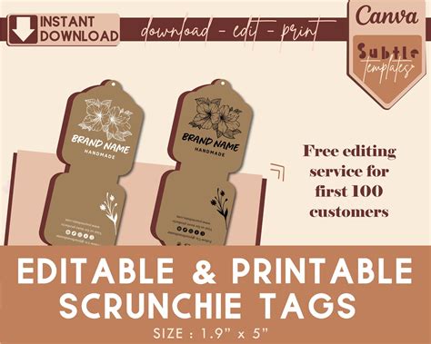 printable scrunchie tags    purchase