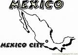 Mexico Coloring Map Printable Pages Color Mexique Countries sketch template