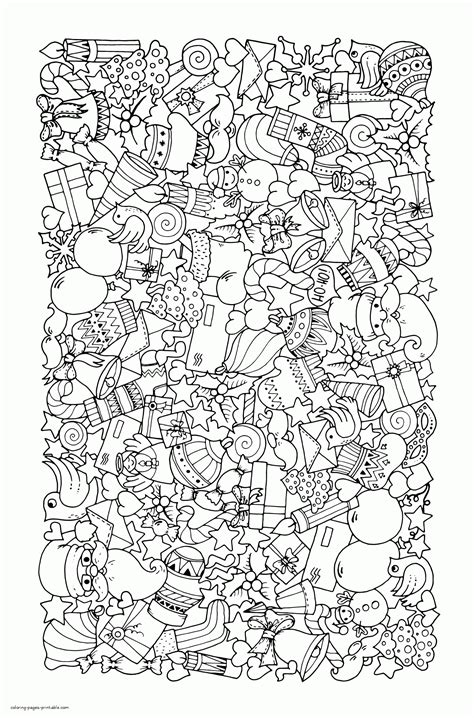 christmas doodle coloring sheet  adults coloring pages printablecom