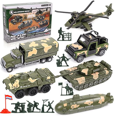 joyin conjunto de  juguetes en  camiones militares verdes hombres