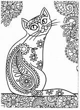 Coloring Cat Pages Adult Adults Mandala Cats Easy Colouring Color Sheets Dogs Printable Small Blank Drawing Da Zen Print Colorare sketch template