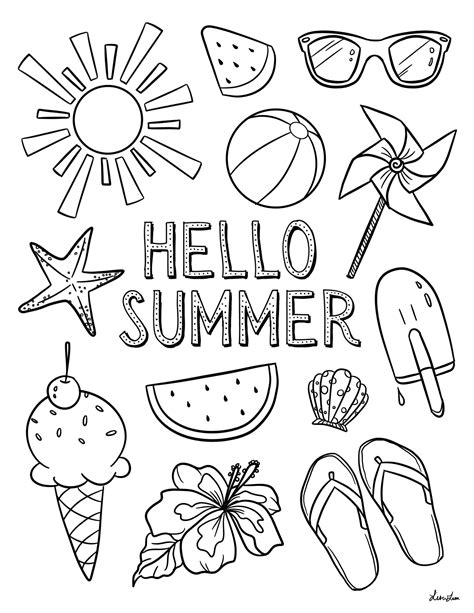 coloring pages printable summer