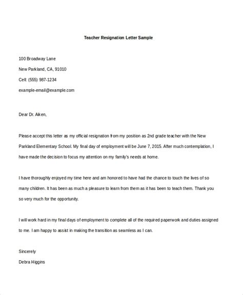 teacher letter  resignation  prinl infoupdateorg