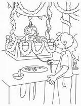 Janmashtami Krishna Diwali Vaisakhi Holi Baisakhi Festivals Worksheets Chitra Varnan Shri Celebrating Gopal Laddu Familyholiday sketch template