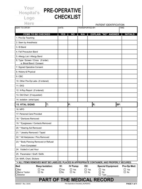 Pre Op Checklist Fill Out And Sign Online Dochub