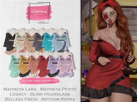 Second Life Marketplace [cosmos] Carlota Wrap Dress Suede 12 Colors