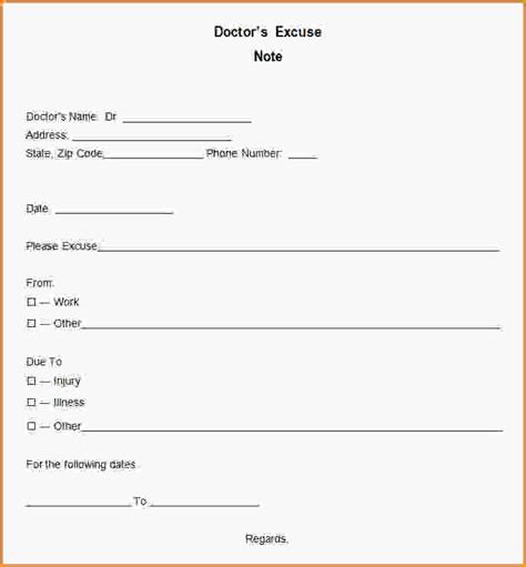 printable dr note