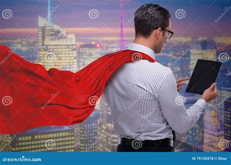 man  red cover protecting city stock photo image  flying