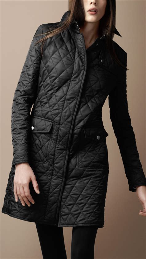 lyst burberry brit diamond quilted trench coat  black