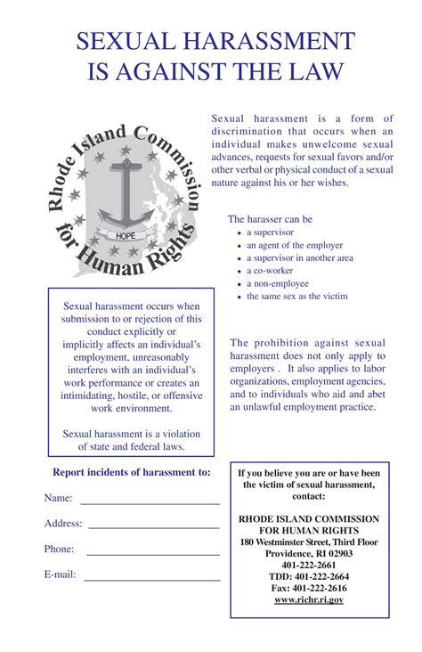 free rhode island sexual harassment poster labor law