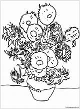 Gogh Van Coloring Vincent Sunflowers Pages Famous Color Colouring Printable Da Kids Sunflower Para Painting Paintings Supercoloring Artists Print Colorare sketch template