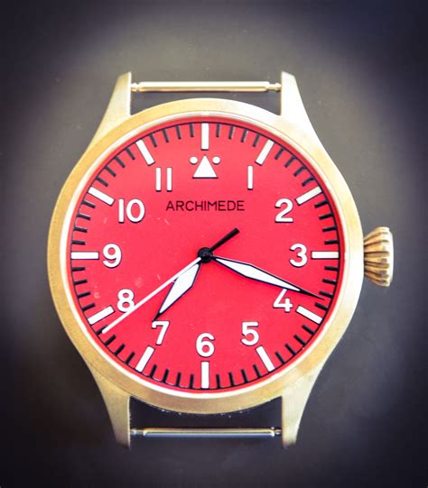 archimede pilot bronze   red dial dial bronze wearable