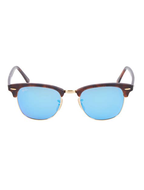 ray ban clubmaster havana gold blue mirrored sunglasses in blue for men