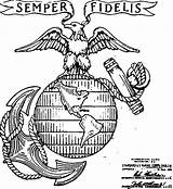 Marine Corps Marines Logo Drawing Ega Anchor Globe Eagle Coloring Vector Sketches 1936 Drawings Insignia Clip Office Units Licensing Trademark sketch template