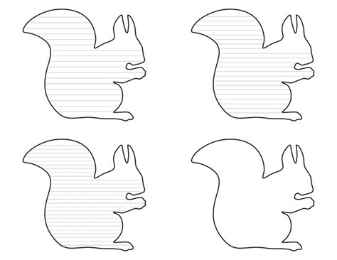 printable squirrel shaped writing templates