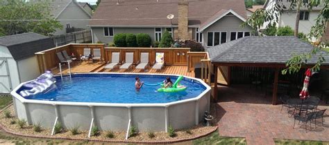 cool oval  ground pool deck ideas homestylediary