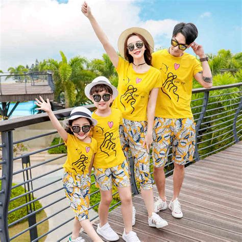 family matching outfits  summer style fashion  shirt pants family clothing father son