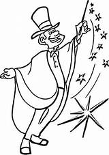 Coloring Magic Magician Circus Pages Colouring Printable Template Clipart Drawing Stick sketch template
