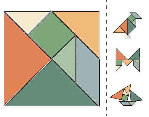 left panel shows  square representation   tangram