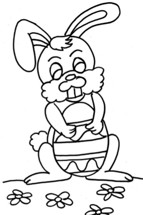 easter bunny sitting   ground coloring page