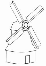 Coloring Windmill Simple Pages Dutch Template Drawing Printable Crafts sketch template