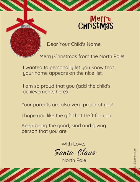 personalized printable letter  santa   child