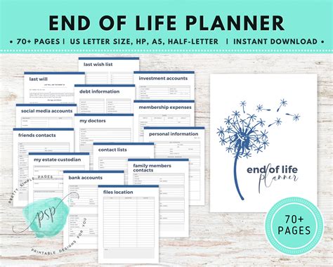 life planner printable beneficiary info  wishes etsy uk