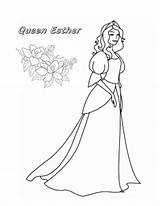 Esther Coloring Queen Pages Printable Color Getcolorings Purim sketch template