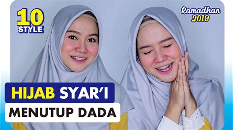10 tutorial hijab segi empat syar i menutup dada anti chubby youtube