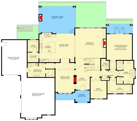 plan af luxurious  bed house plan  main level master house plans luxury house