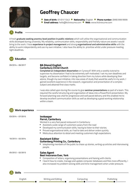 student resume sample public relations kickresume