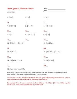absolute  practice worksheet  answer key  click tutoring