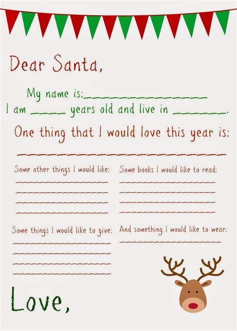 dear santa letter  printable christmas letter template